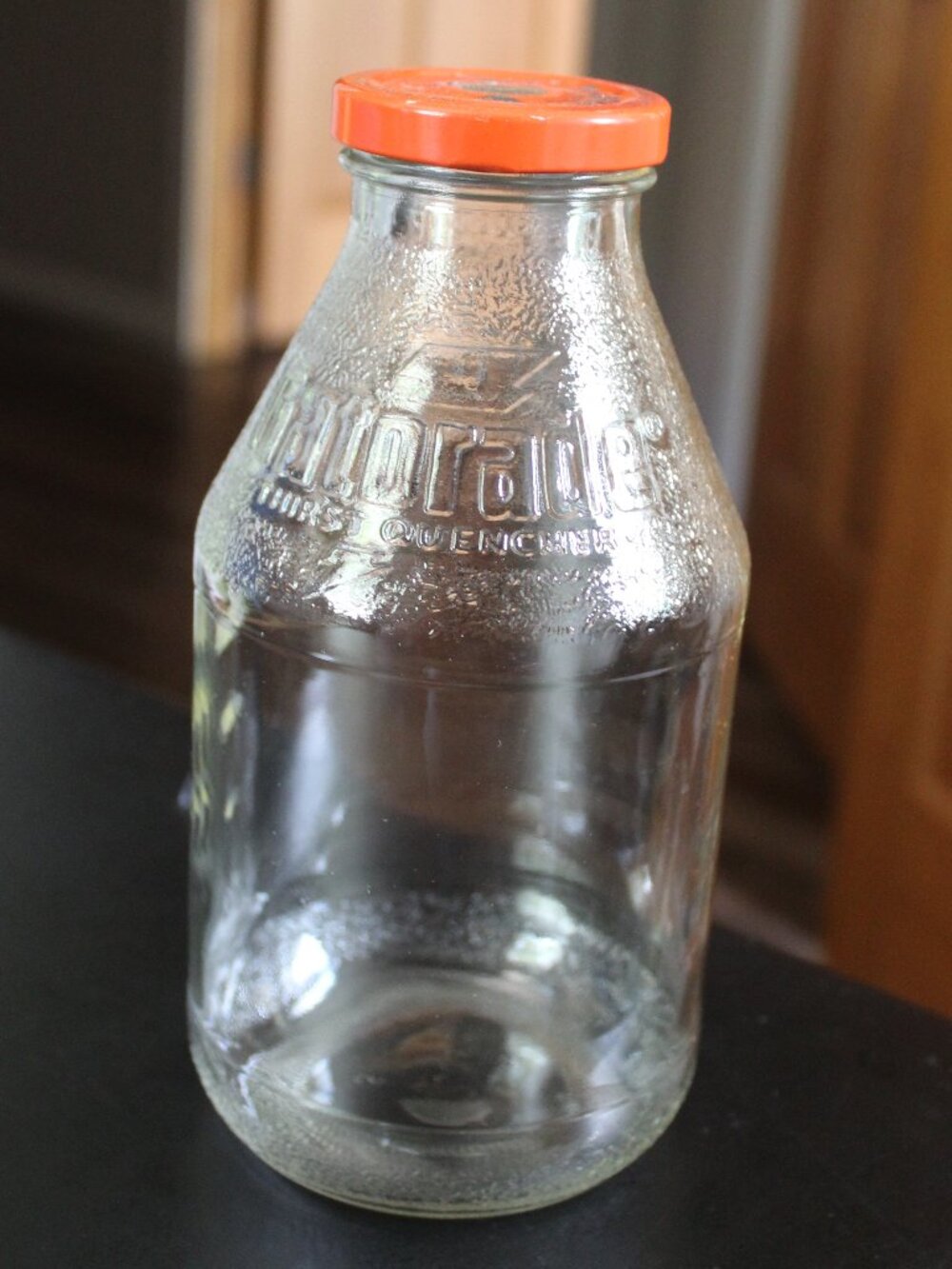 Vintage 1980's Gatorade Sports Drink Glass Jar with Orange Lid